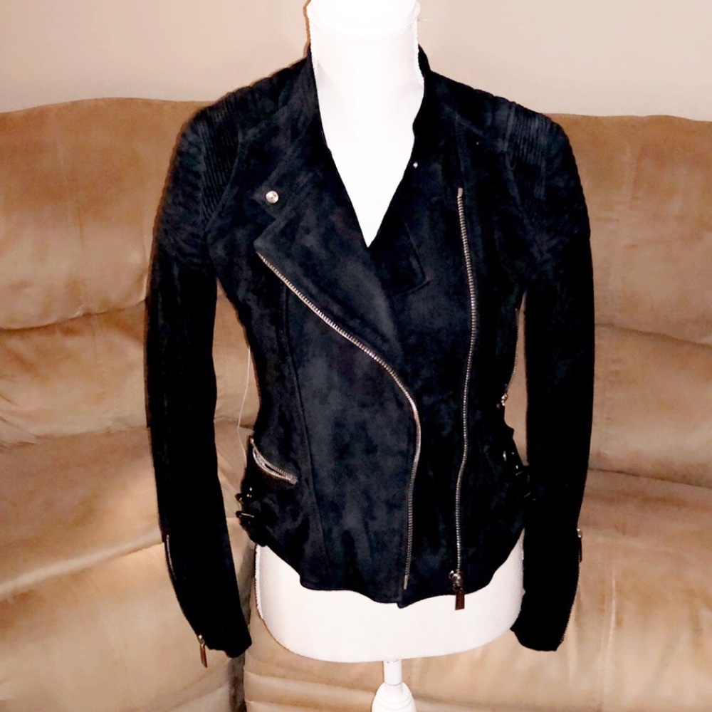 BARBARA BUI Black Suede Moto Jacket